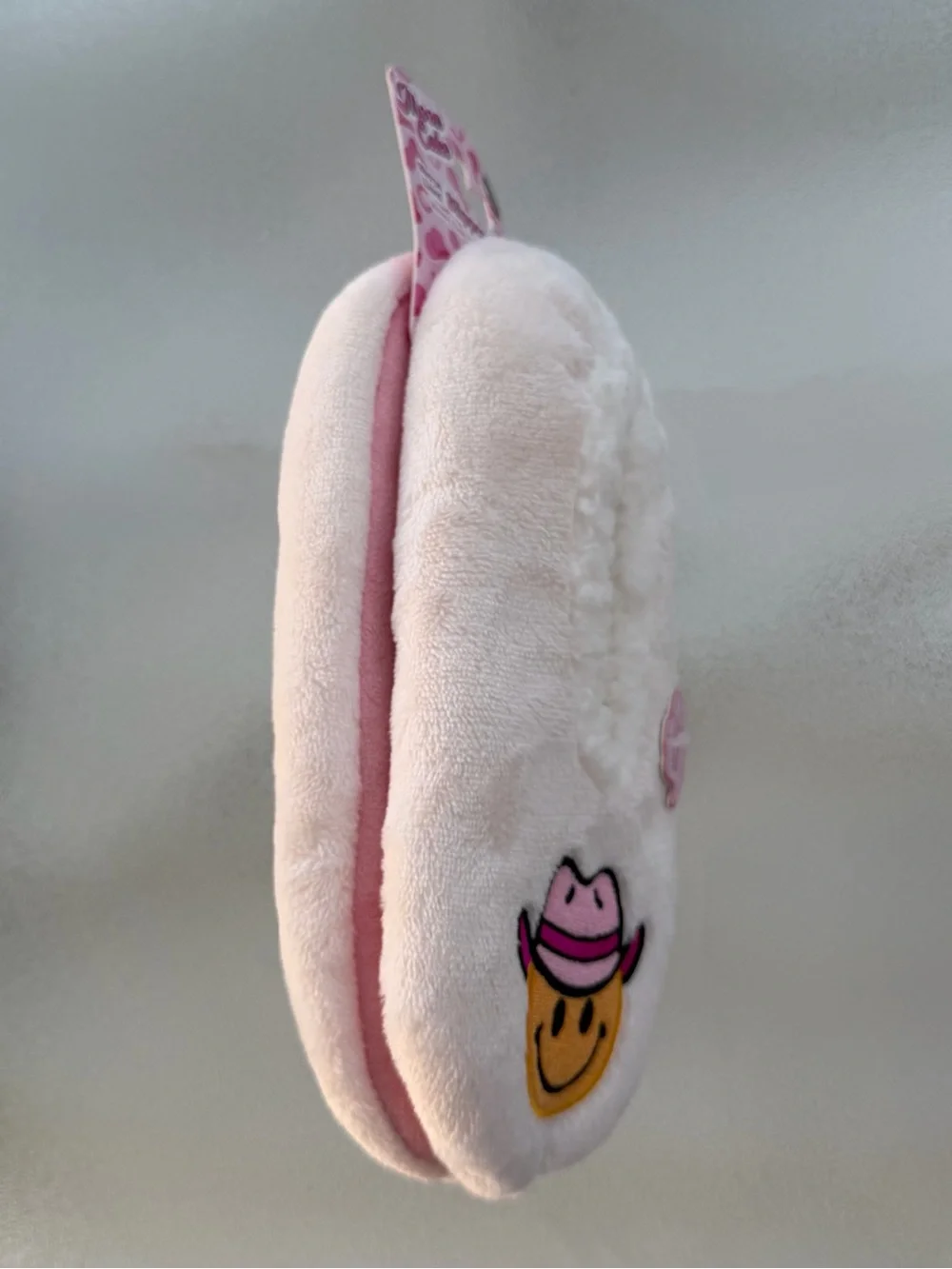 Moon Cake Smiley Face Western-Themed Fuzzy Slipper Socks ~ Women’s M/L (8-10)